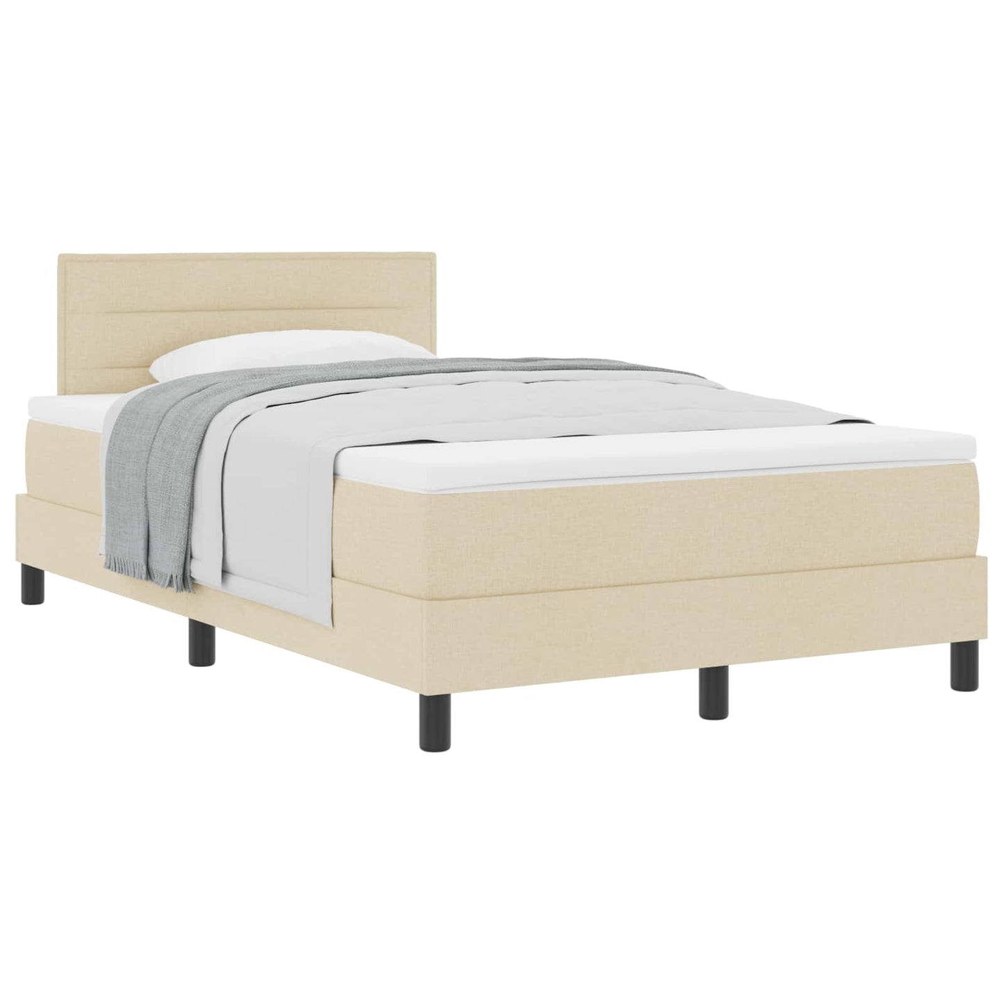 Boxspringbed met hoofdeinde Crème 120 x 190 cm Stof is nu te koop bij PeponiXL, paradijselijk wonen!