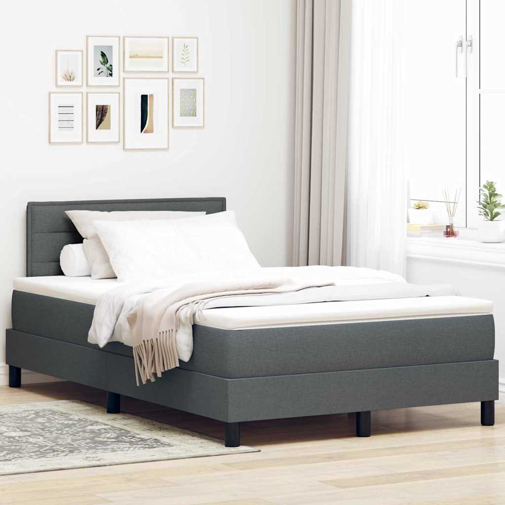 Boxspringbed met hoofdeinde Donkergrijs 120 x 200 cm Stof is nu te koop bij PeponiXL, paradijselijk wonen!