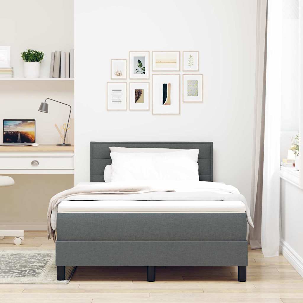 Boxspringbed met hoofdeinde Donkergrijs 120 x 200 cm Stof is nu te koop bij PeponiXL, paradijselijk wonen!