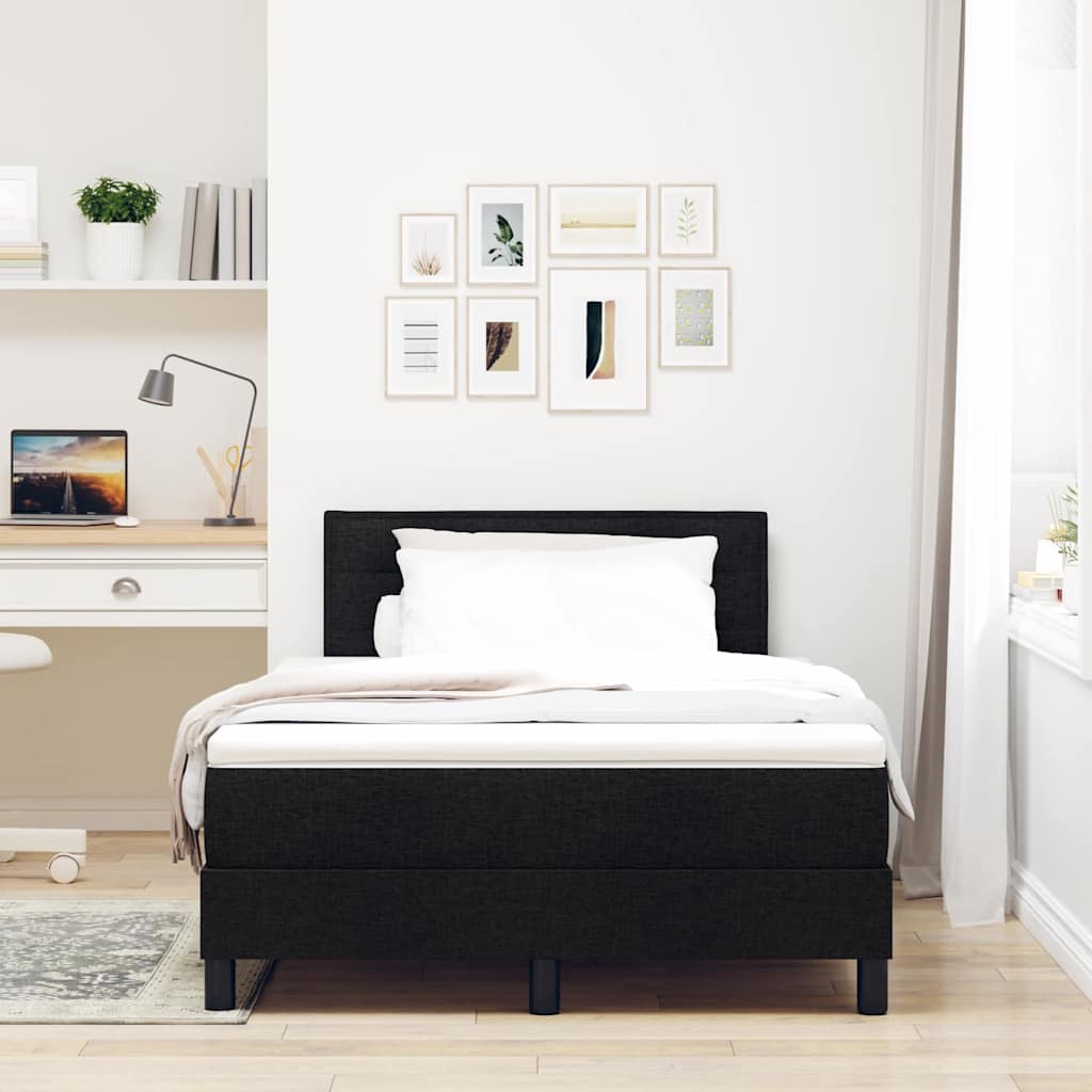 Boxspringbed met hoofdeinde Zwart 120 x 200 cm Stof is nu te koop bij PeponiXL, paradijselijk wonen!