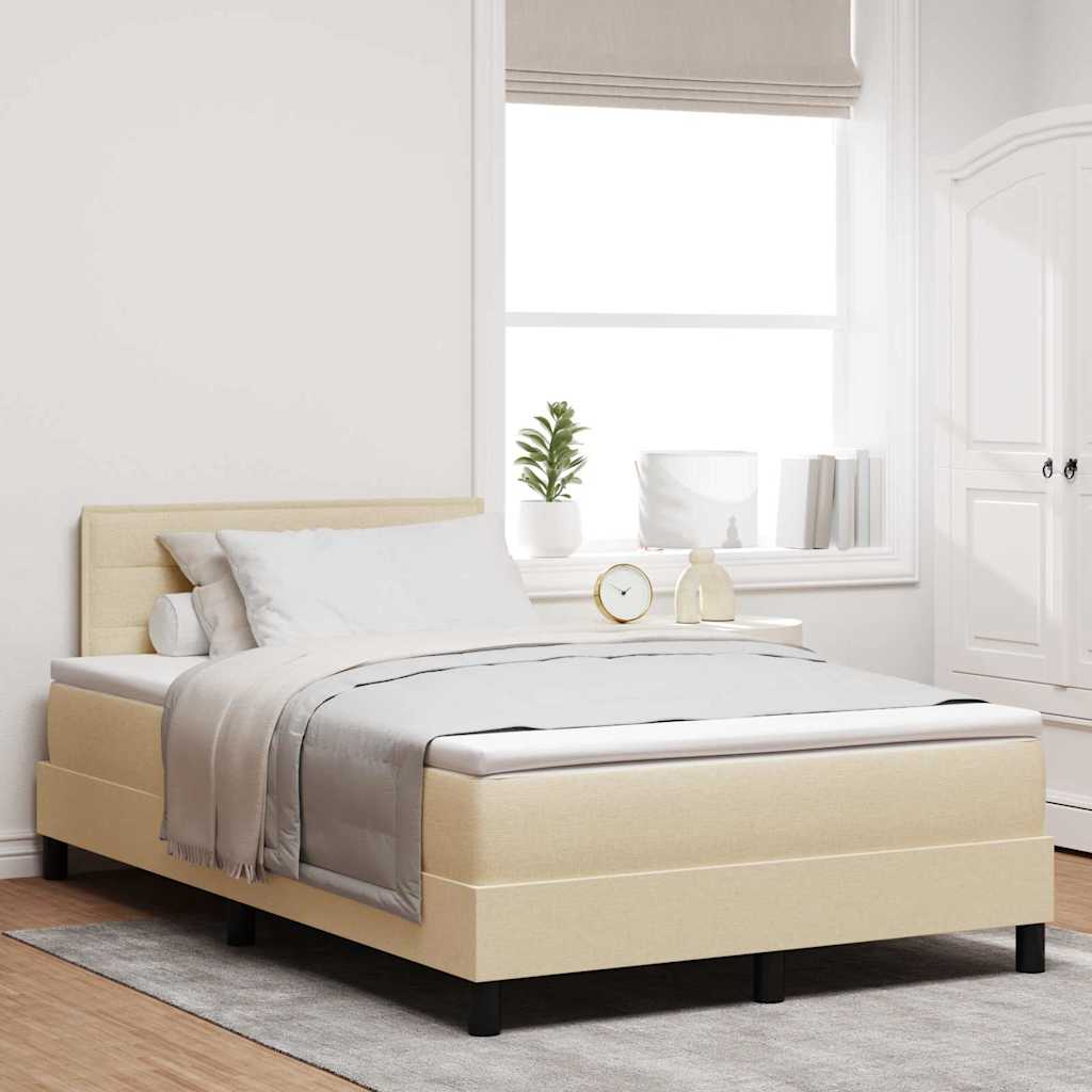Boxspringbed met hoofdeinde Crème 120 x 200 cm Stof is nu te koop bij PeponiXL, paradijselijk wonen!