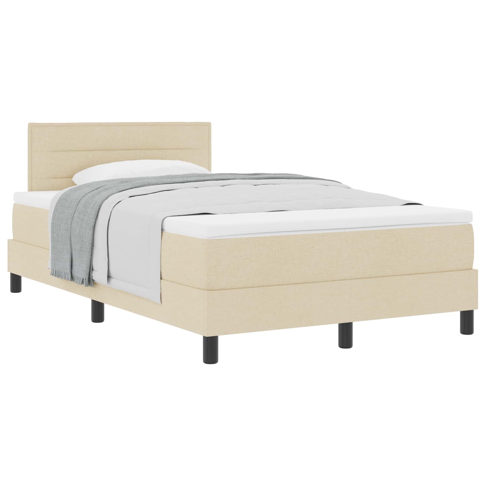 Boxspringbed met hoofdeinde Crème 120 x 200 cm Stof is nu te koop bij PeponiXL, paradijselijk wonen!