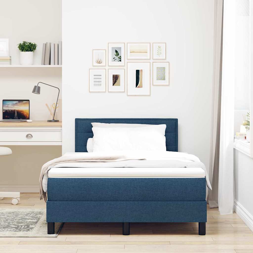 Boxspringbed met kussen met hoofdeinde Blauw 120 x 200 cm Stof is nu te koop bij PeponiXL, paradijselijk wonen!
