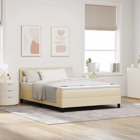 Boxspringbed met kussen met hoofdeinde Crème 140 x 190 cm Stof is nu te koop bij PeponiXL, paradijselijk wonen!