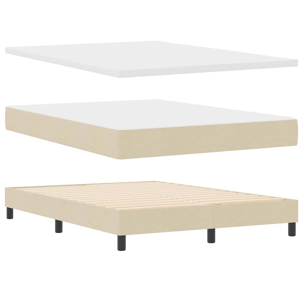 Boxspringbed met kussen met hoofdeinde Crème 140 x 190 cm Stof is nu te koop bij PeponiXL, paradijselijk wonen!