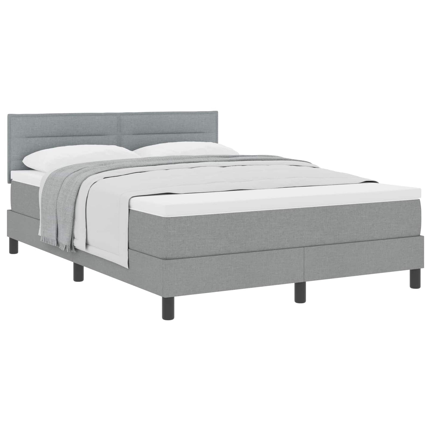 Boxspringbed met hoofdeinde Lichtgrijs 140 x 200 cm Stof is nu te koop bij PeponiXL, paradijselijk wonen!