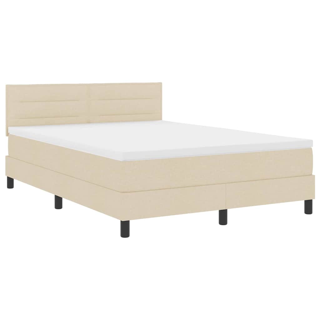 Boxspringbed met hoofdeinde Crème 140 x 200 cm Stof is nu te koop bij PeponiXL, paradijselijk wonen!