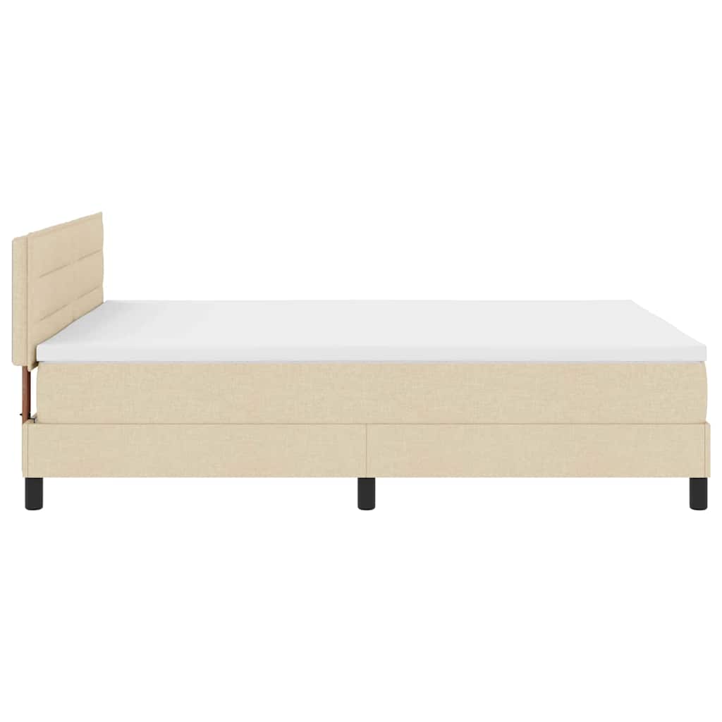 Boxspringbed met hoofdeinde Crème 140 x 200 cm Stof is nu te koop bij PeponiXL, paradijselijk wonen!