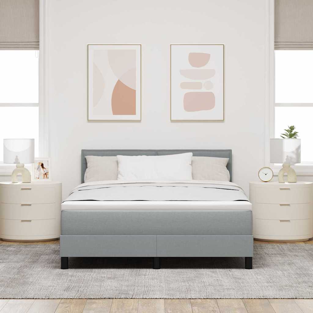 Boxspringbed met hoofdeinde Lichtgrijs 160 x 200 cm Stof is nu te koop bij PeponiXL, paradijselijk wonen!