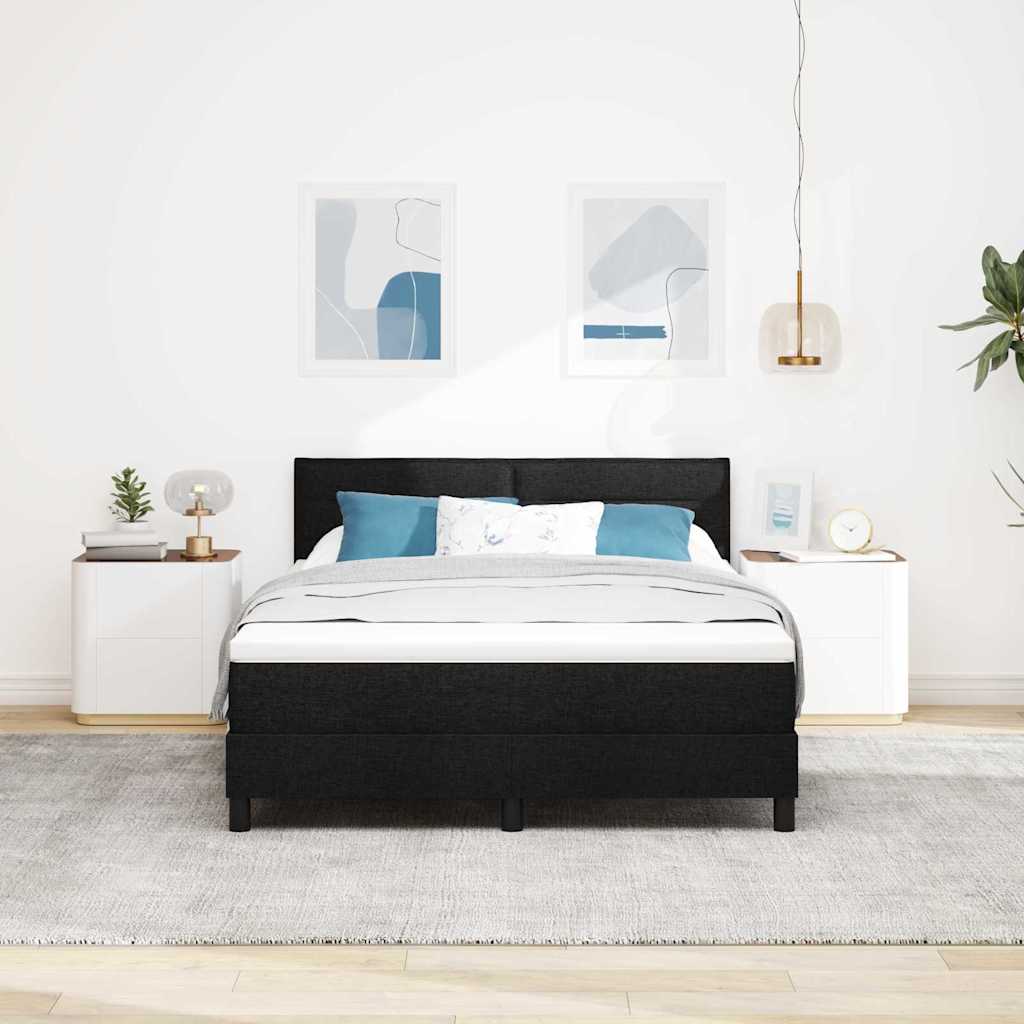 Boxspringbed met hoofdeinde Zwart 160 x 200 cm Stof is nu te koop bij PeponiXL, paradijselijk wonen!