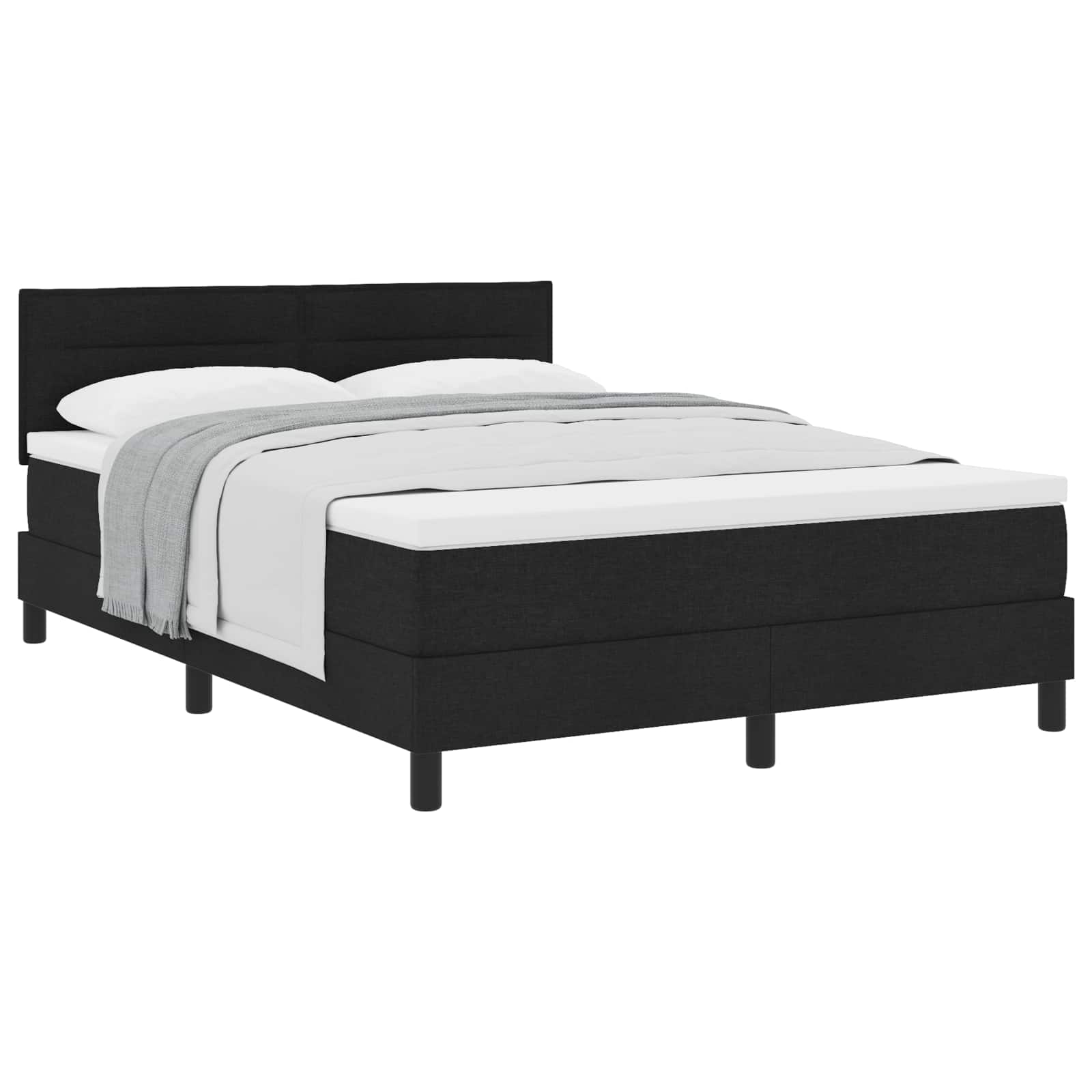 Boxspringbed met hoofdeinde Zwart 160 x 200 cm Stof is nu te koop bij PeponiXL, paradijselijk wonen!