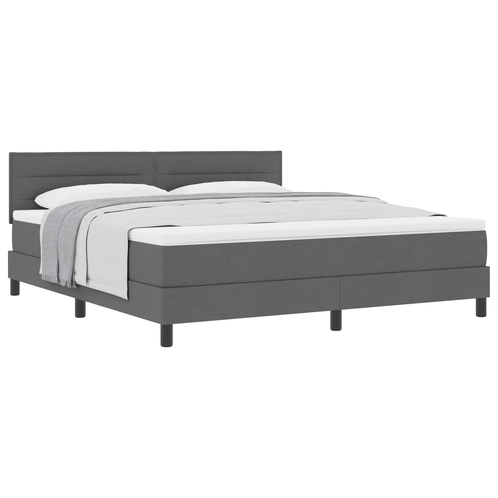 Boxspringbed met hoofdeinde Donkergrijs 180 x 200 cm Stof is nu te koop bij PeponiXL, paradijselijk wonen!