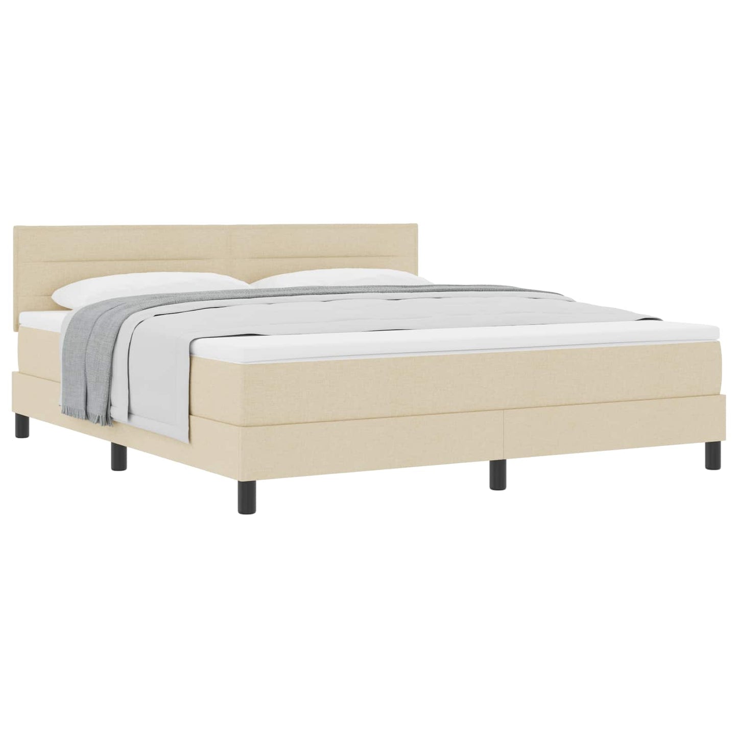 Boxspringbed met kussen met hoofdeinde Crème 180 x 200 cm Stof is nu te koop bij PeponiXL, paradijselijk wonen!