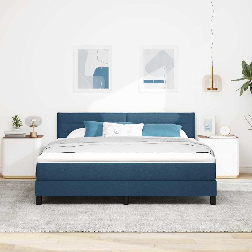 Boxspringbed met hoofdeinde Blauw 180 x 200 cm Stof is nu te koop bij PeponiXL, paradijselijk wonen!