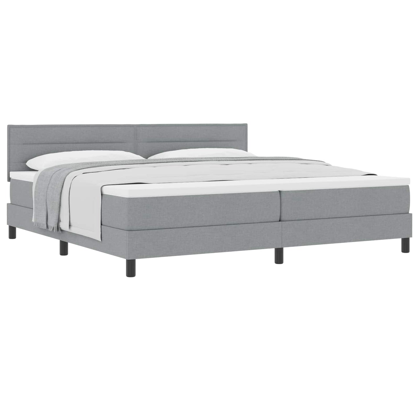 Boxspringbed met hoofdeinde Lichtgrijs 200 x 200 cm Stof is nu te koop bij PeponiXL, paradijselijk wonen!
