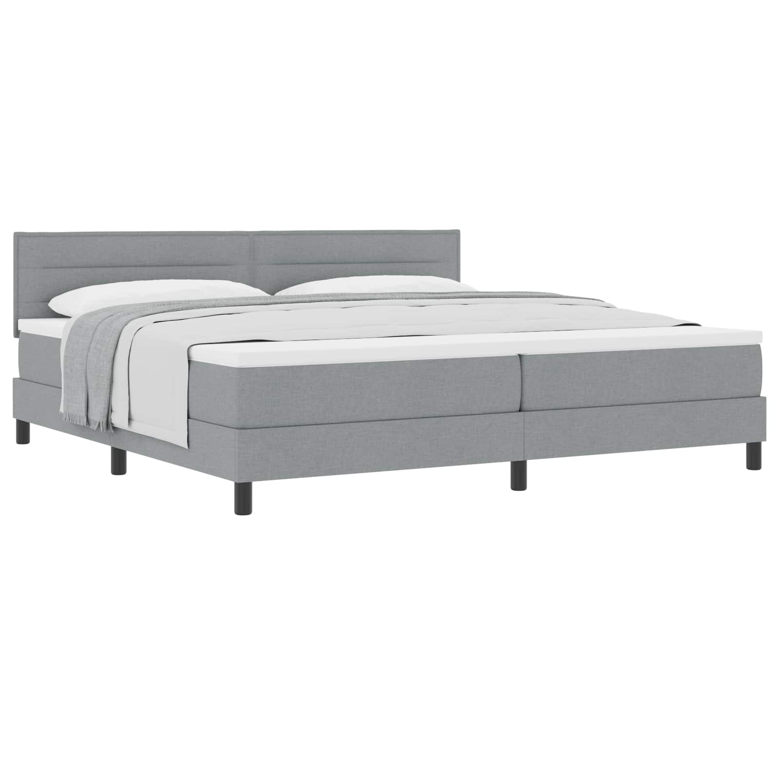 Boxspringbed met hoofdeinde Lichtgrijs 200 x 200 cm Stof is nu te koop bij PeponiXL, paradijselijk wonen!