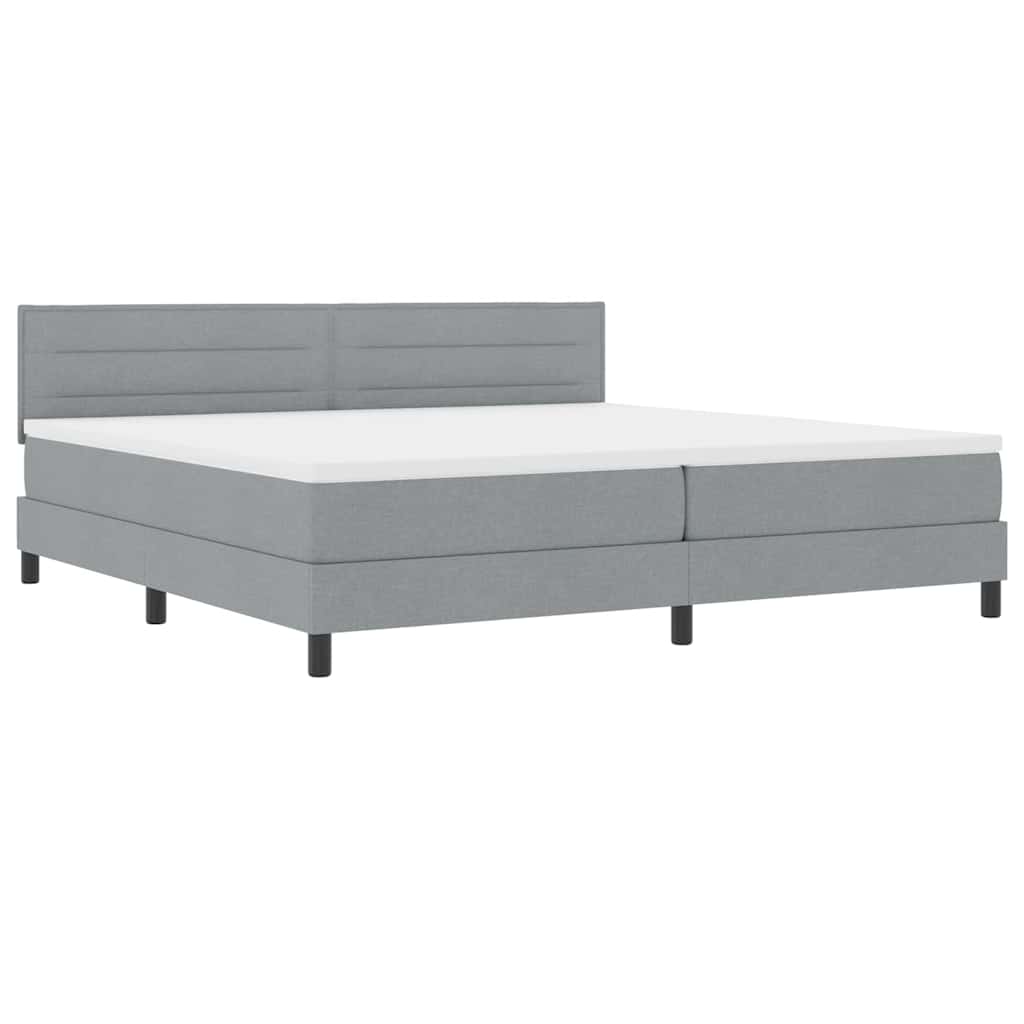 Boxspringbed met hoofdeinde Lichtgrijs 200 x 200 cm Stof is nu te koop bij PeponiXL, paradijselijk wonen!