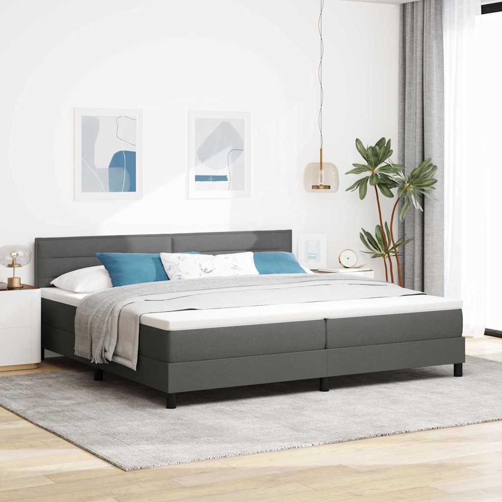 Boxspringbed met hoofdeinde Donkergrijs 200 x 200 cm Stof is nu te koop bij PeponiXL, paradijselijk wonen!