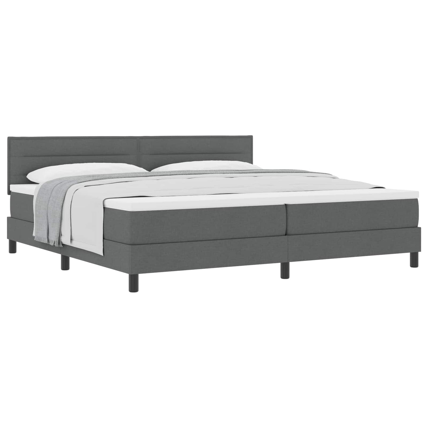 Boxspringbed met hoofdeinde Donkergrijs 200 x 200 cm Stof is nu te koop bij PeponiXL, paradijselijk wonen!