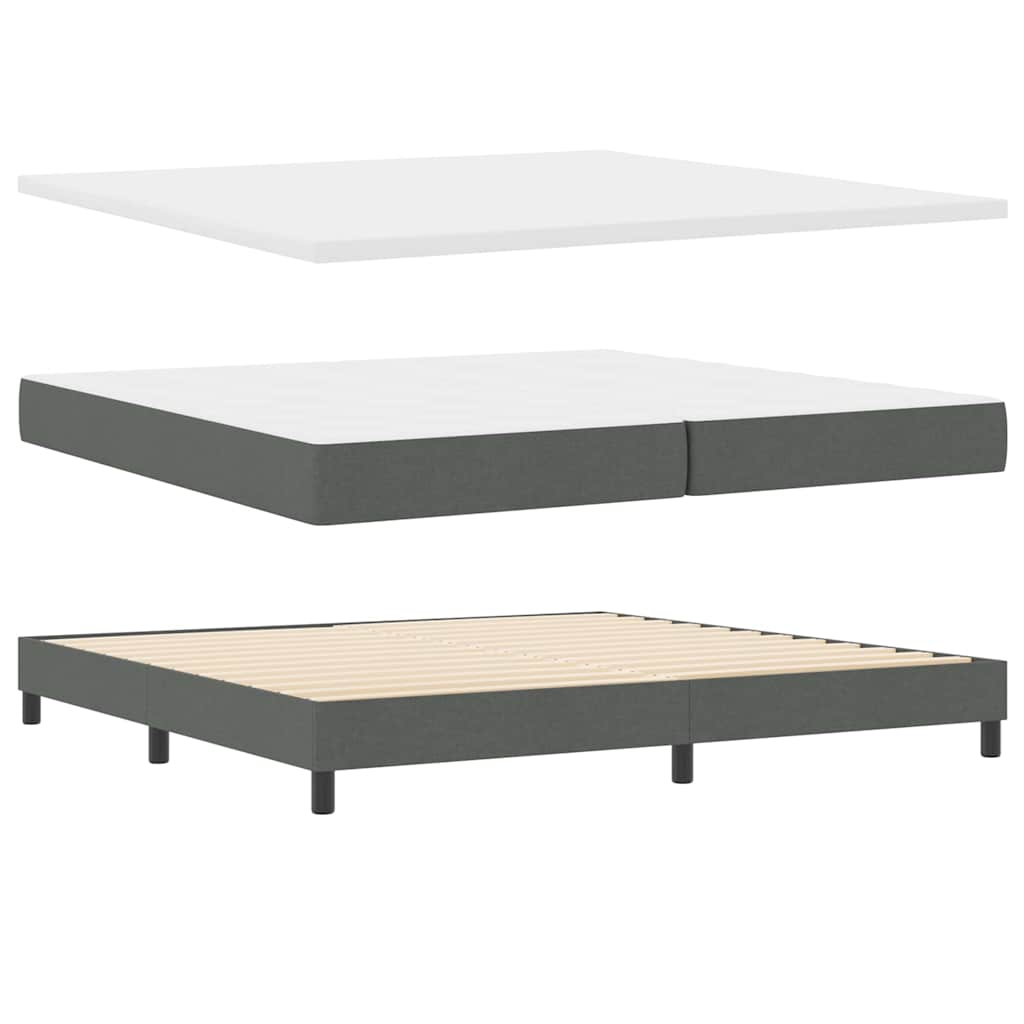 Boxspringbed met hoofdeinde Donkergrijs 200 x 200 cm Stof is nu te koop bij PeponiXL, paradijselijk wonen!