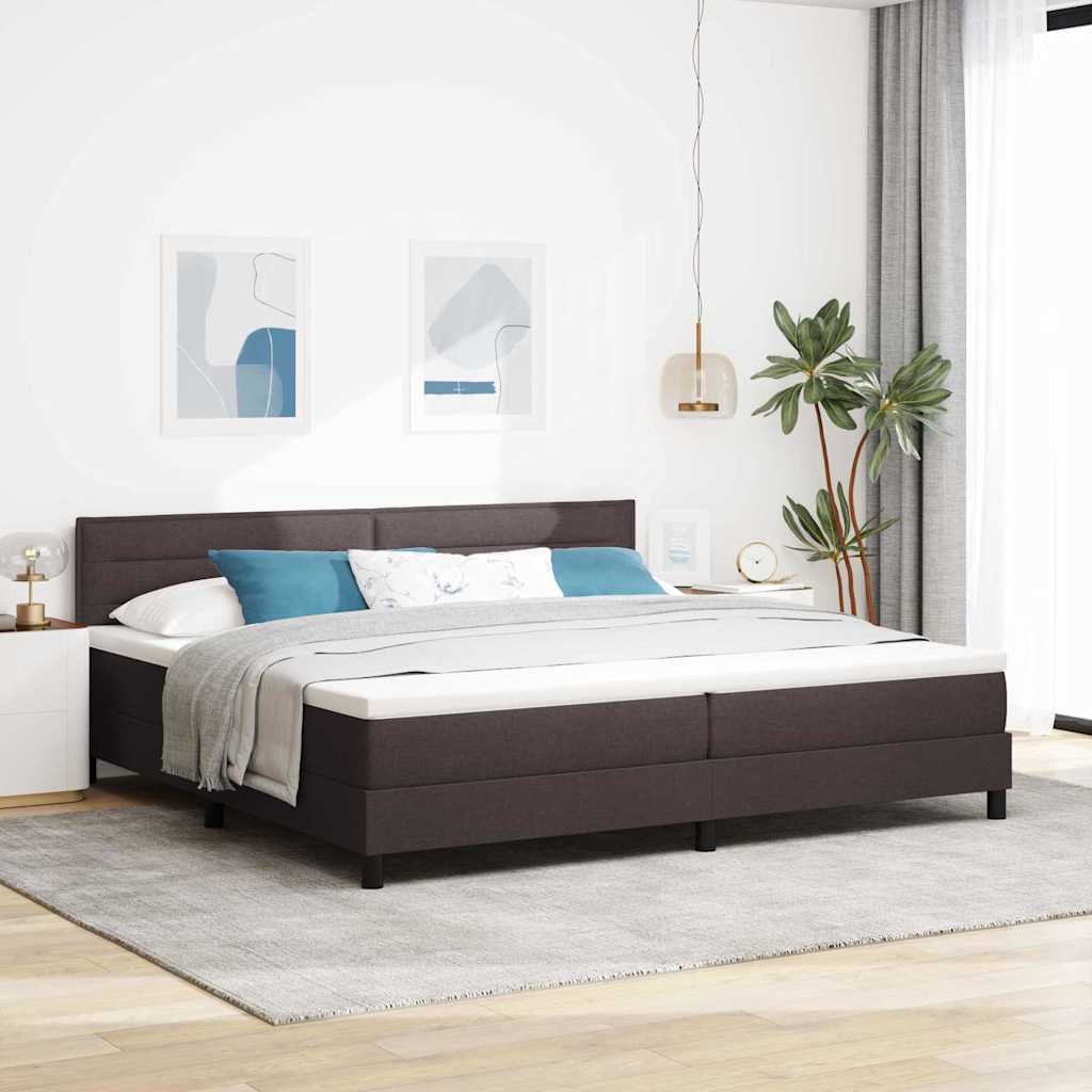 Boxspringbed met hoofdeinde Donkerbruin 200 x 200 cm Stof is nu te koop bij PeponiXL, paradijselijk wonen!