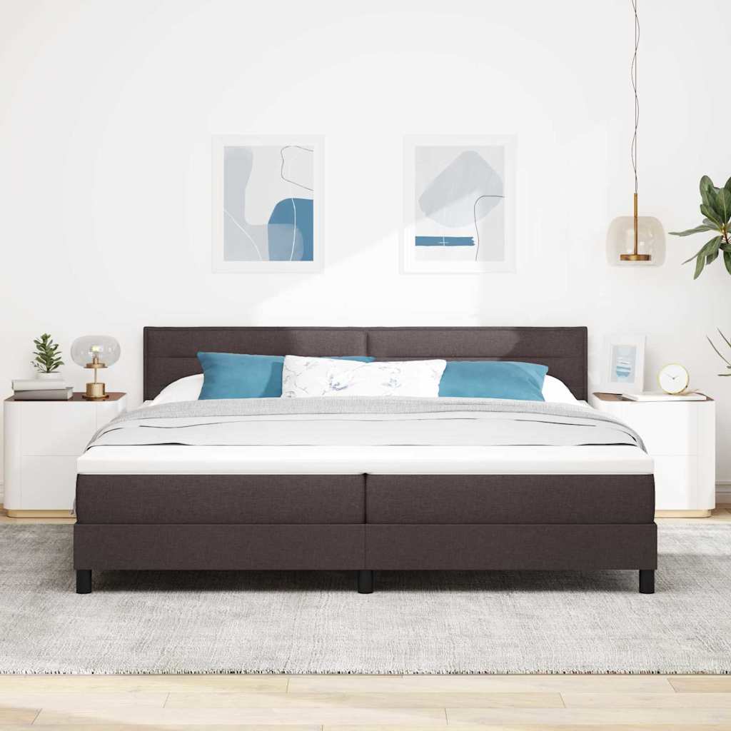 Boxspringbed met hoofdeinde Donkerbruin 200 x 200 cm Stof is nu te koop bij PeponiXL, paradijselijk wonen!