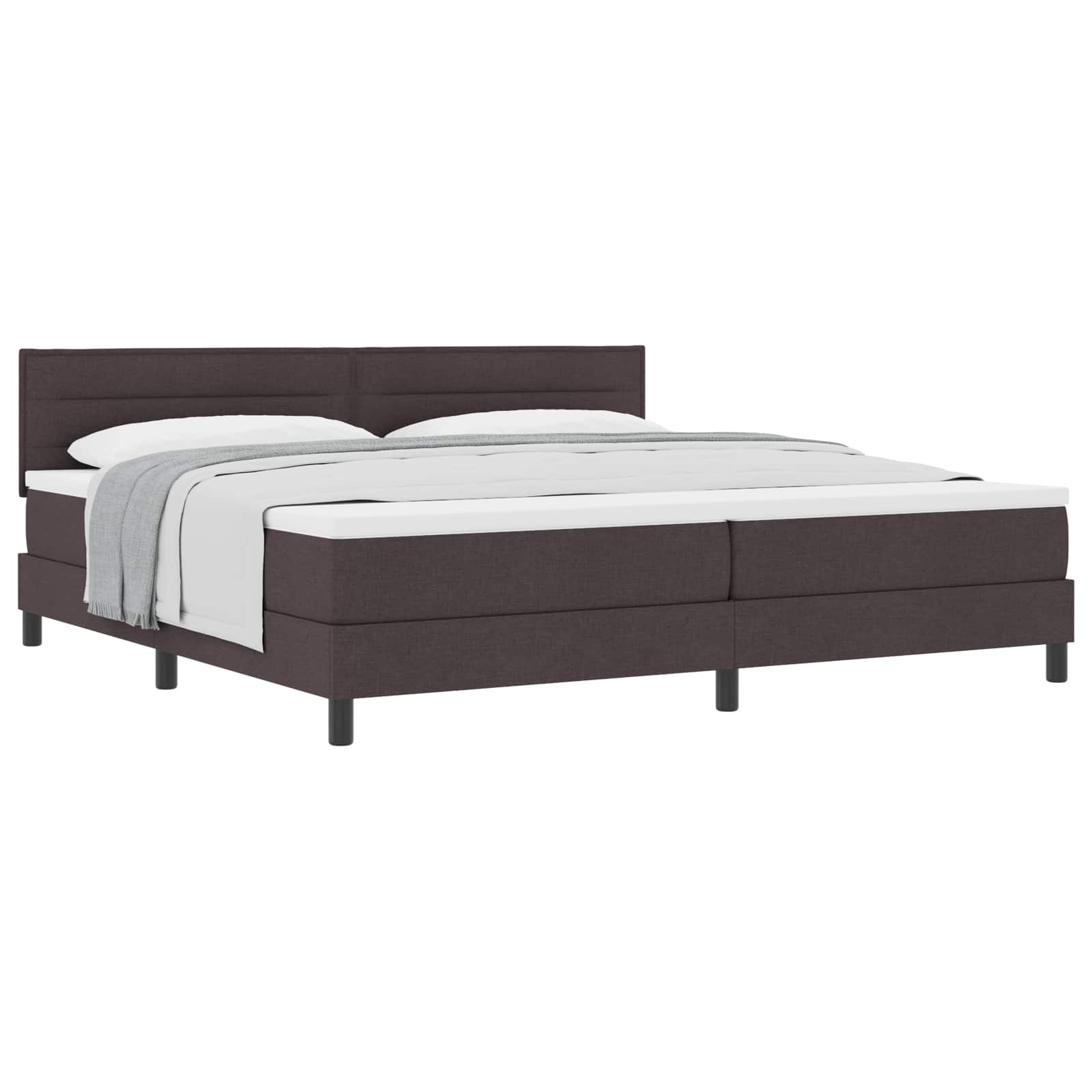 Boxspringbed met hoofdeinde Donkerbruin 200 x 200 cm Stof is nu te koop bij PeponiXL, paradijselijk wonen!