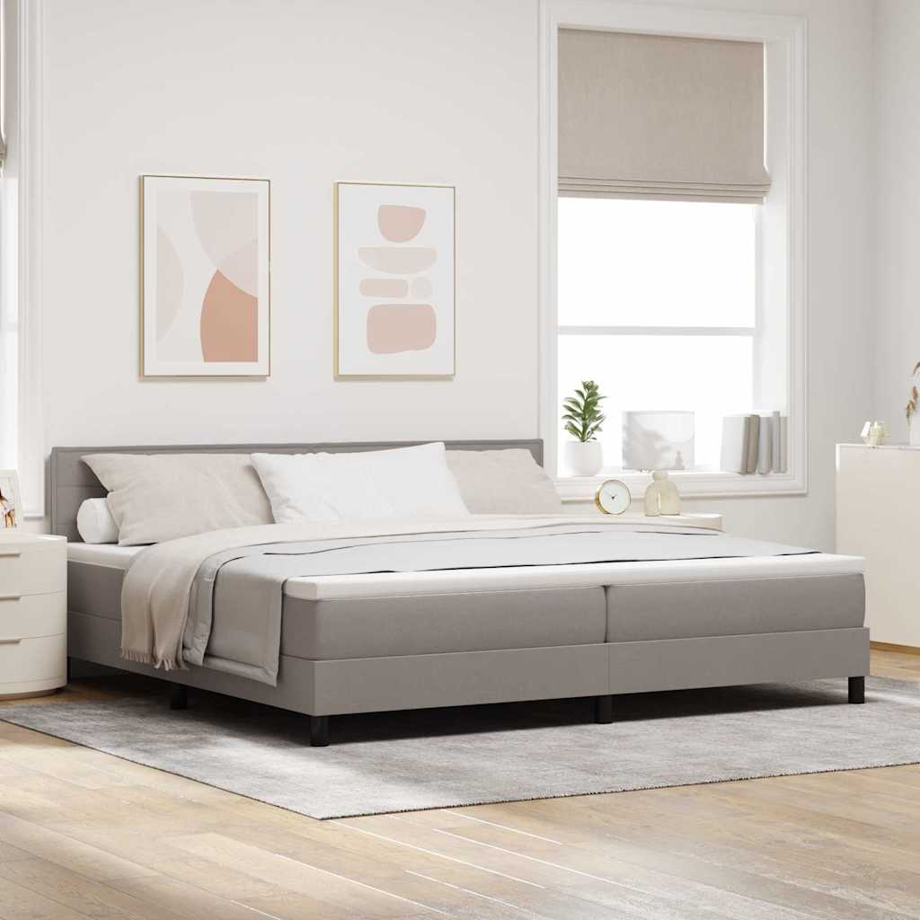 Boxspringbed met kussen met hoofdeinde Taupe 200 x 200 cm Stof is nu te koop bij PeponiXL, paradijselijk wonen!