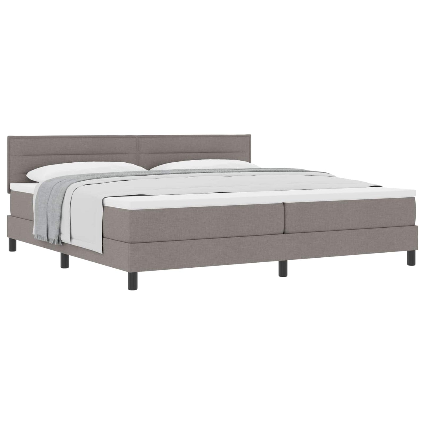 Boxspringbed met kussen met hoofdeinde Taupe 200 x 200 cm Stof is nu te koop bij PeponiXL, paradijselijk wonen!