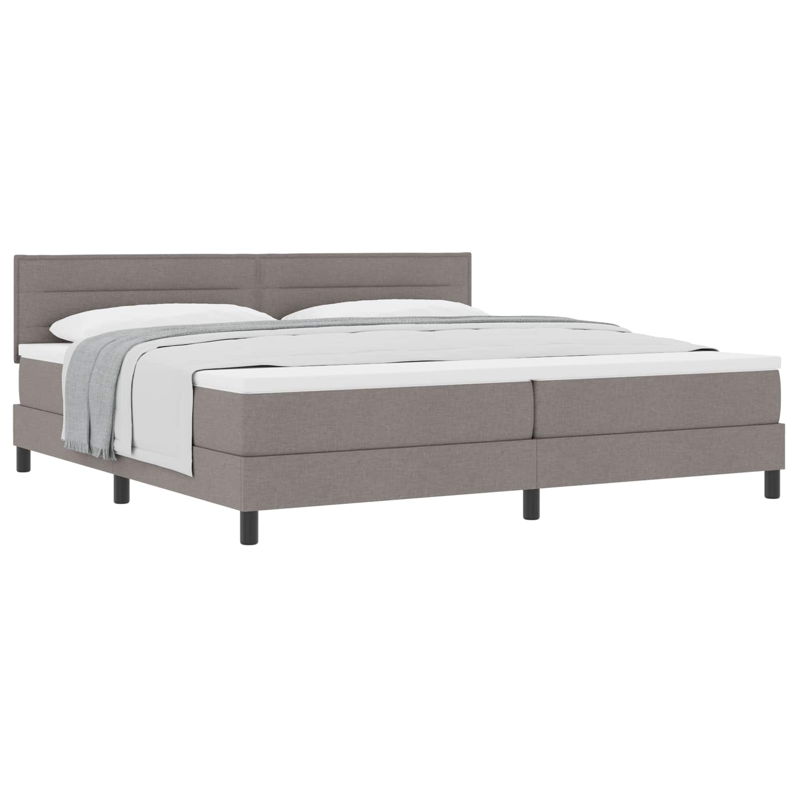 Boxspringbed met kussen met hoofdeinde Taupe 200 x 200 cm Stof is nu te koop bij PeponiXL, paradijselijk wonen!