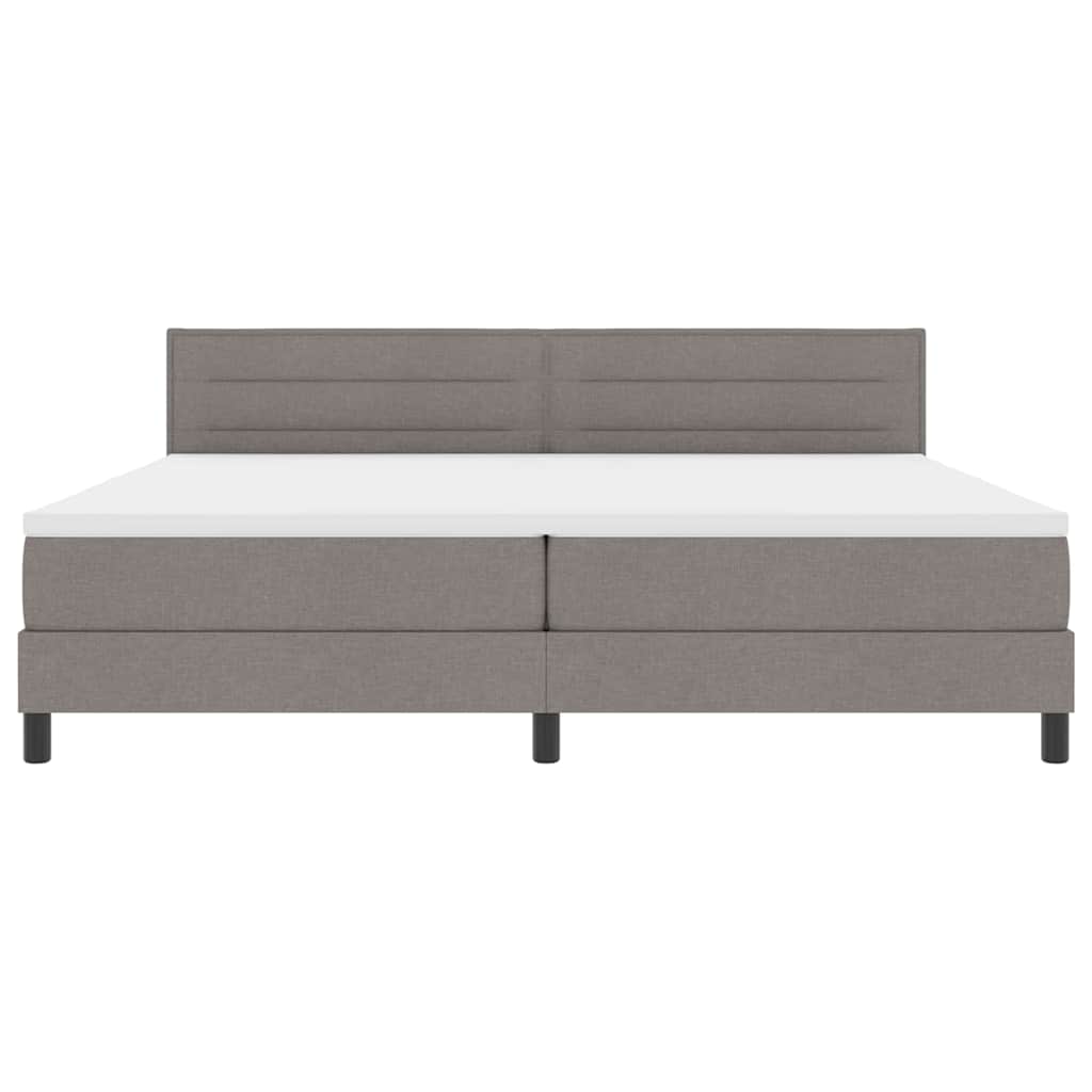 Boxspringbed met kussen met hoofdeinde Taupe 200 x 200 cm Stof is nu te koop bij PeponiXL, paradijselijk wonen!