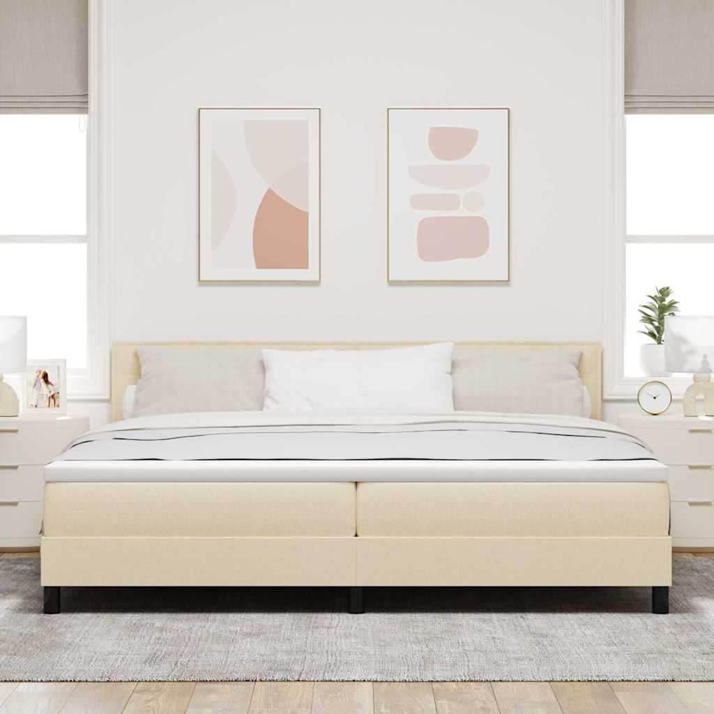 Boxspringbed met hoofdeinde Crème 200 x 200 cm Stof is nu te koop bij PeponiXL, paradijselijk wonen!