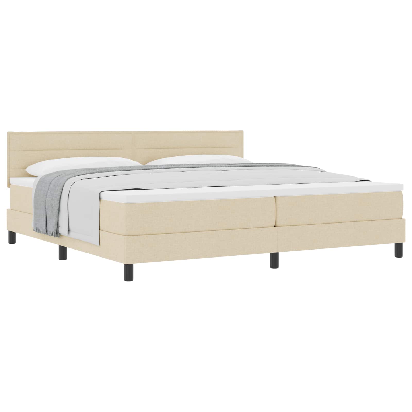 Boxspringbed met hoofdeinde Crème 200 x 200 cm Stof is nu te koop bij PeponiXL, paradijselijk wonen!