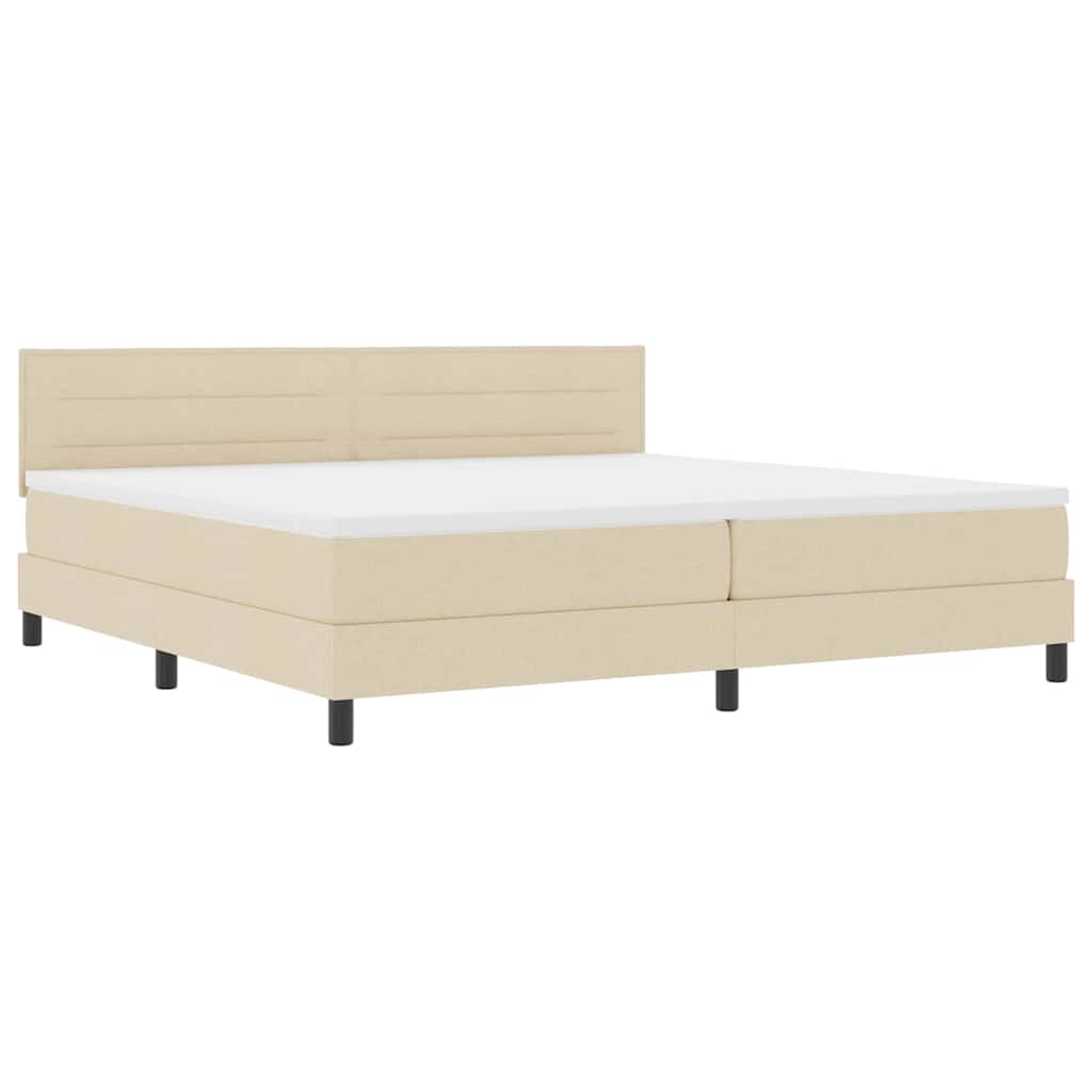 Boxspringbed met hoofdeinde Crème 200 x 200 cm Stof is nu te koop bij PeponiXL, paradijselijk wonen!