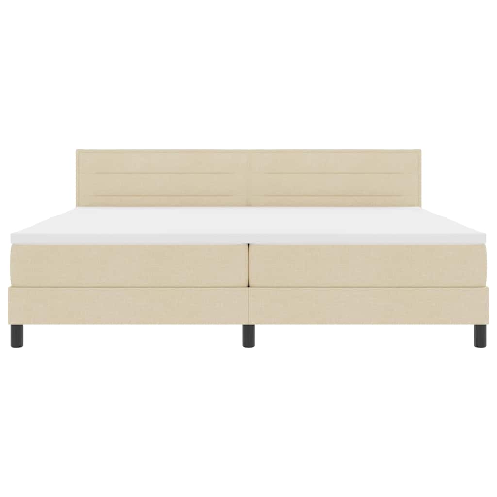 Boxspringbed met hoofdeinde Crème 200 x 200 cm Stof is nu te koop bij PeponiXL, paradijselijk wonen!