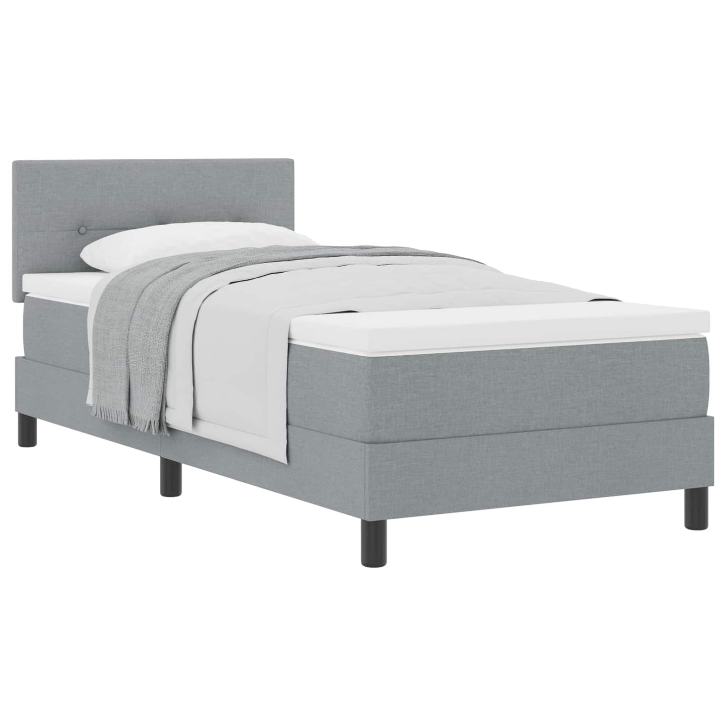Boxspringbed met hoofdeinde Lichtgrijs 90 x 190 cm Stof is nu te koop bij PeponiXL, paradijselijk wonen!