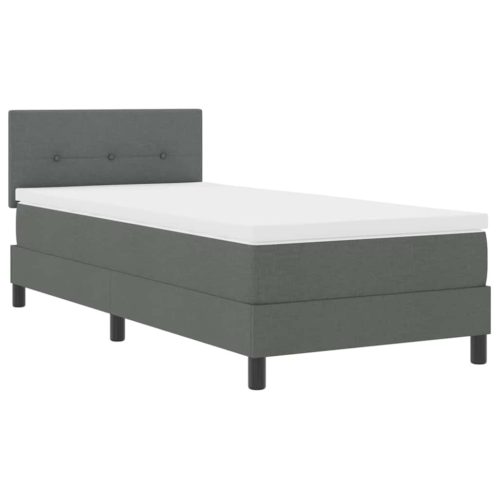 Boxspringbed met hoofdeinde Donkergrijs 90 x 190 cm Stof is nu te koop bij PeponiXL, paradijselijk wonen!
