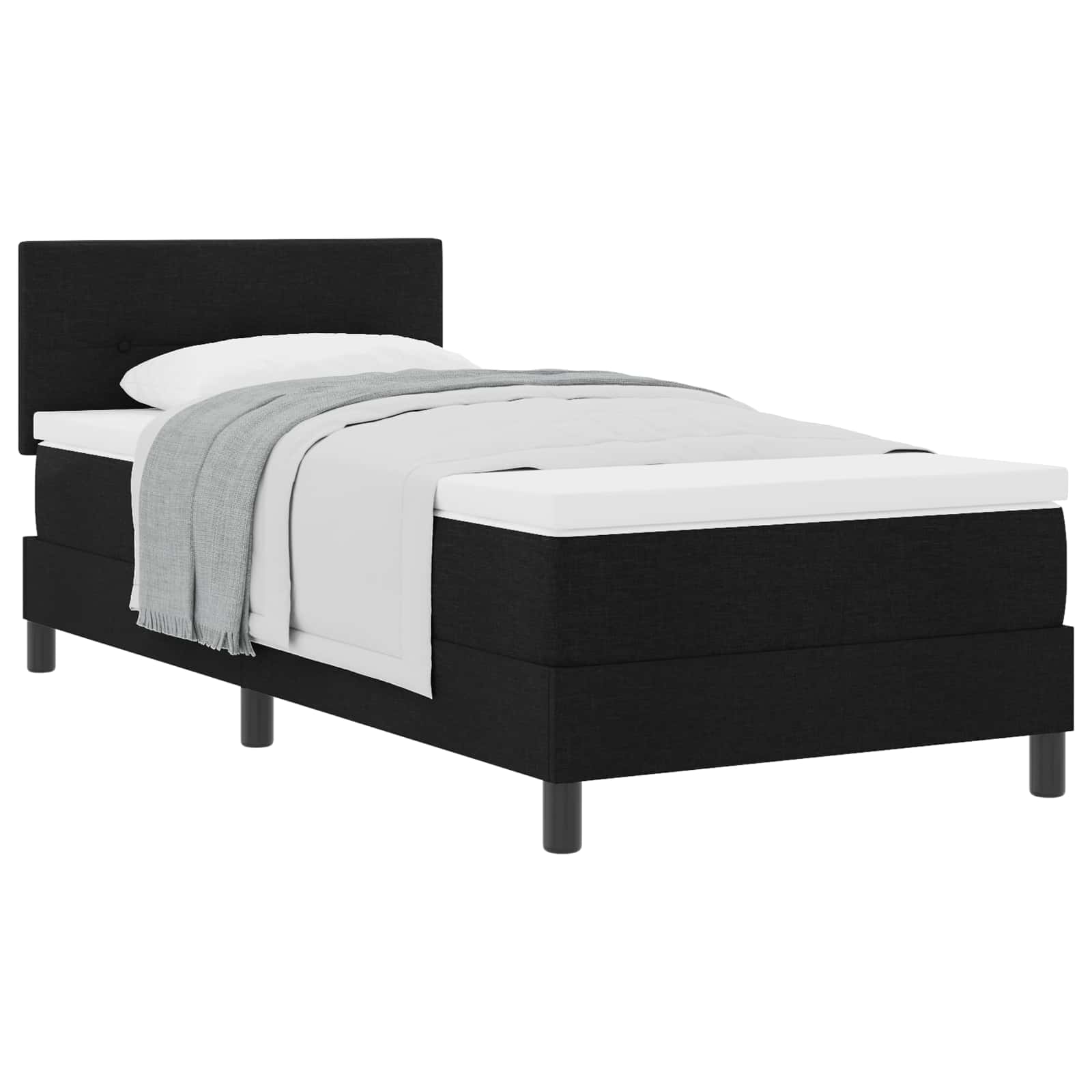 Boxspringbed met hoofdeinde Zwart 90 x 190 cm Stof is nu te koop bij PeponiXL, paradijselijk wonen!