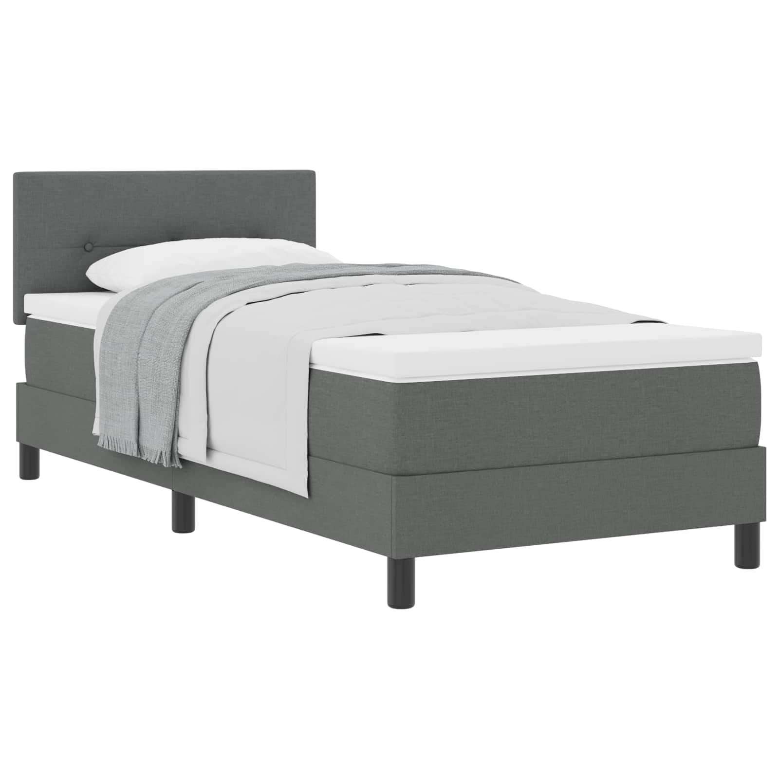 Boxspringbed met hoofdeinde Donkergrijs 90 x 200 cm Stof is nu te koop bij PeponiXL, paradijselijk wonen!