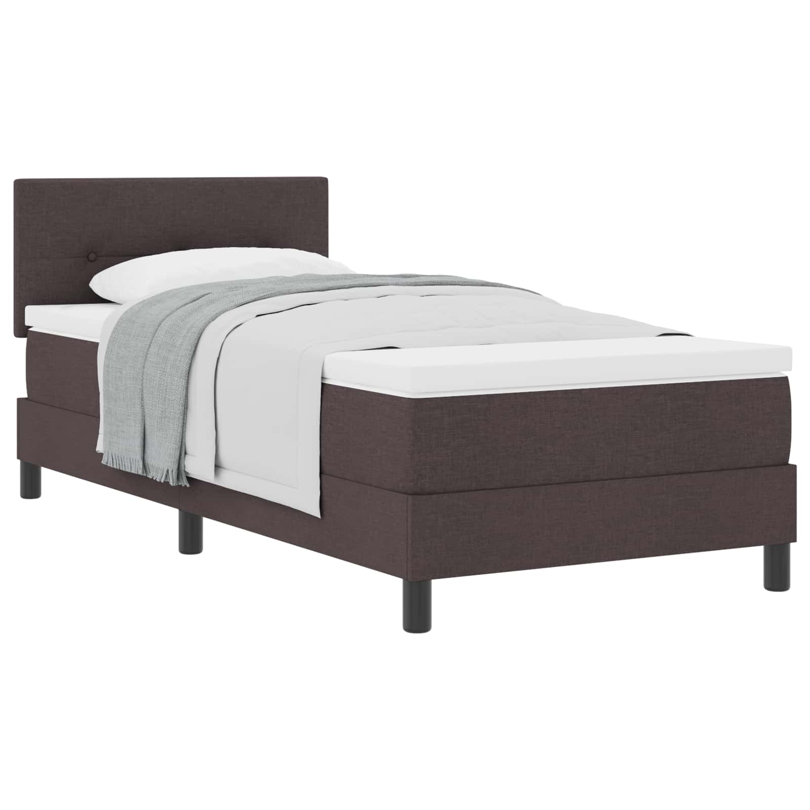 Boxspringbed met kussen Donkerbruin 100 x 200 cm Stof is nu te koop bij PeponiXL, paradijselijk wonen!