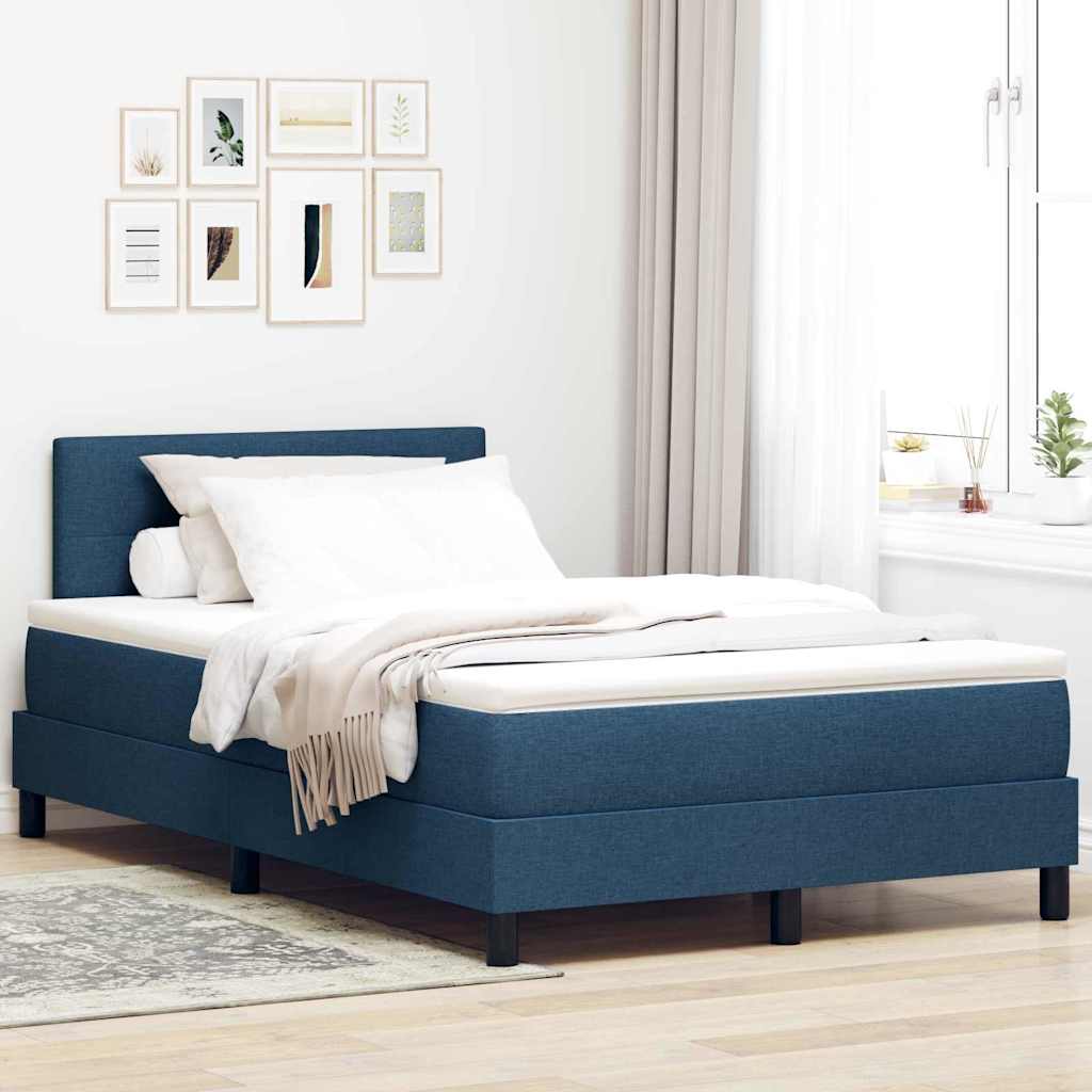 Boxspringbed met hoofdeinde Blauw 120 x 200 cm Stof is nu te koop bij PeponiXL, paradijselijk wonen!