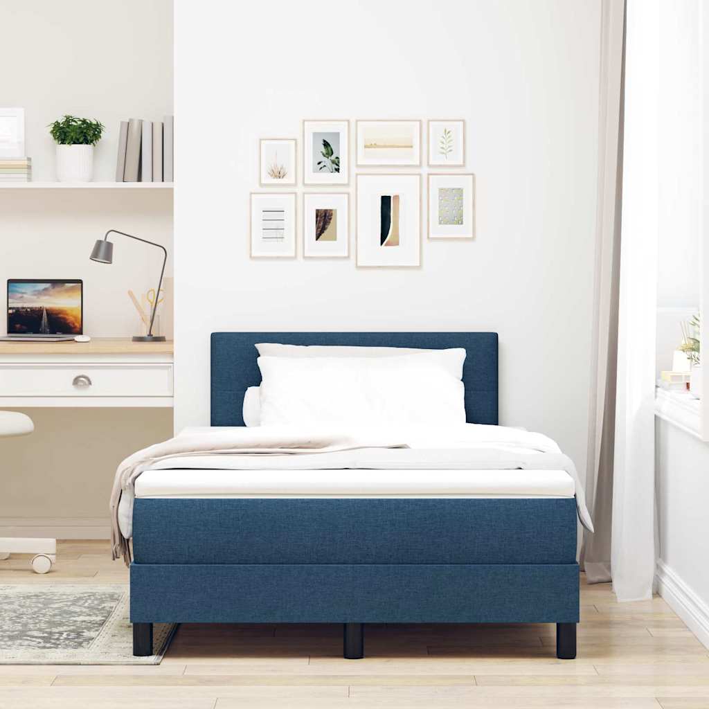 Boxspringbed met hoofdeinde Blauw 120 x 200 cm Stof is nu te koop bij PeponiXL, paradijselijk wonen!