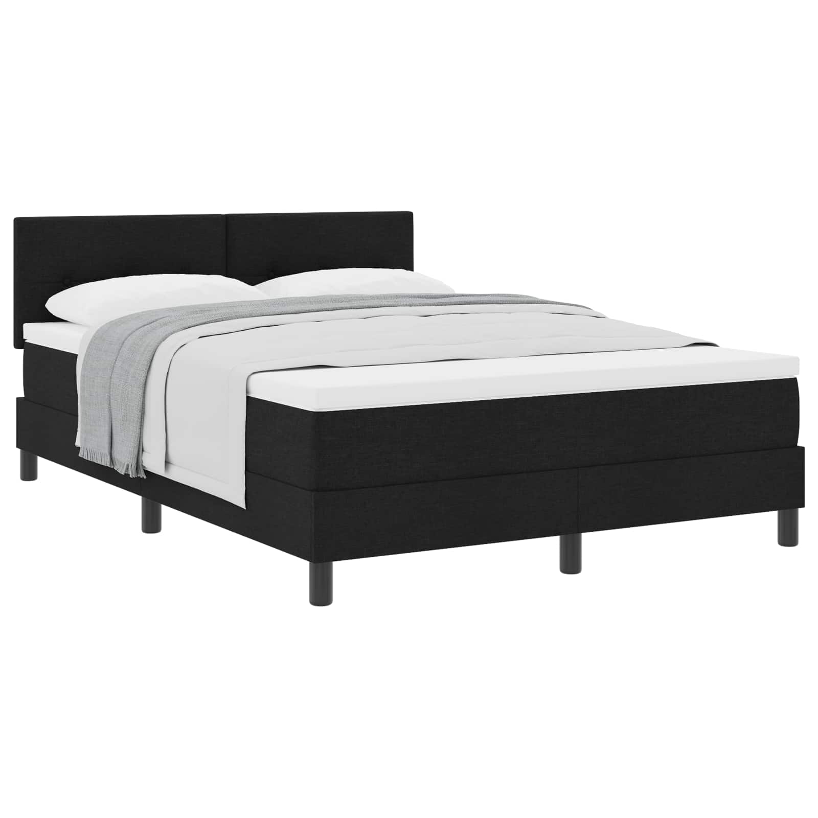 Boxspringbed met hoofdeinde Zwart 140 x 190 cm Stof is nu te koop bij PeponiXL, paradijselijk wonen!