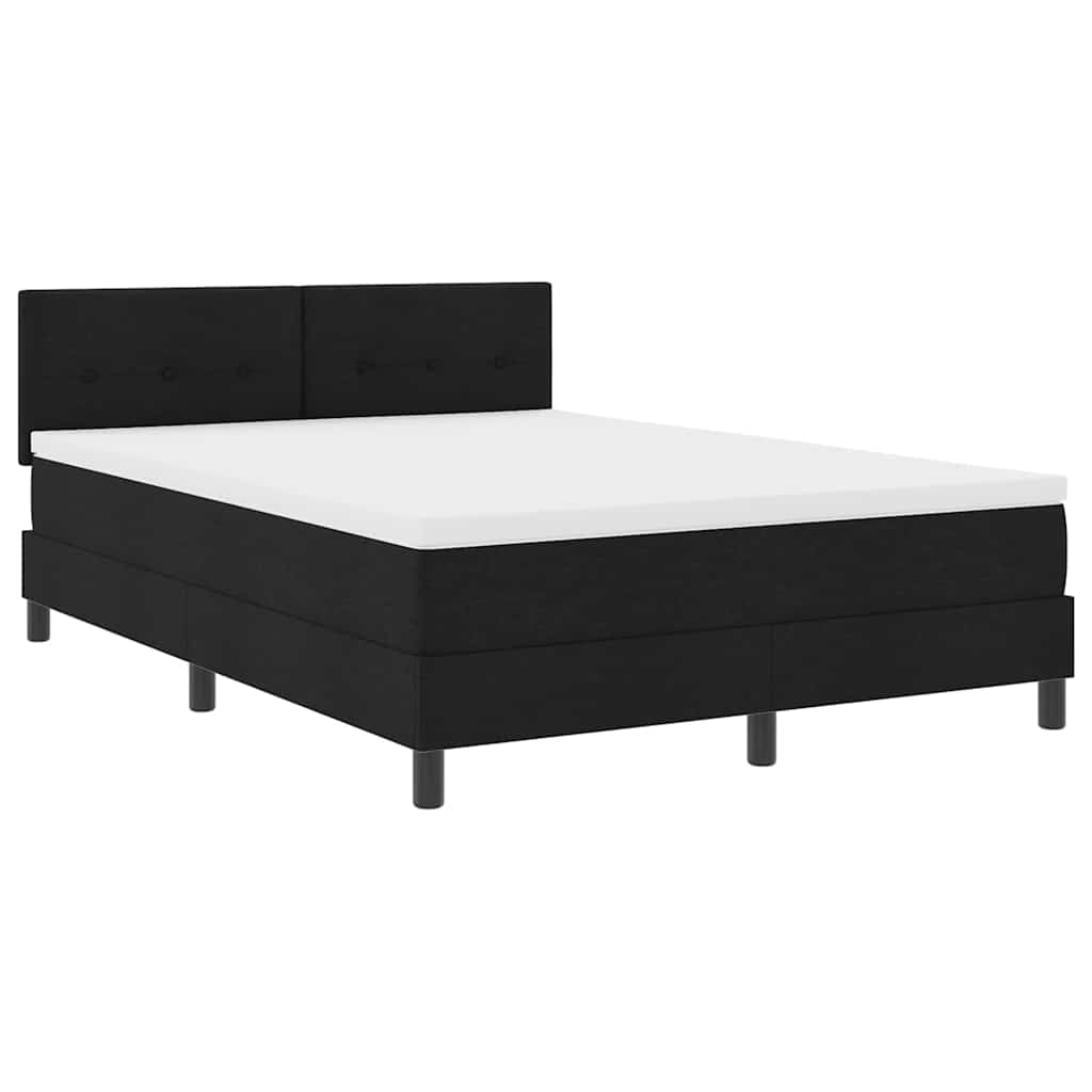 Boxspringbed met hoofdeinde Zwart 140 x 190 cm Stof is nu te koop bij PeponiXL, paradijselijk wonen!