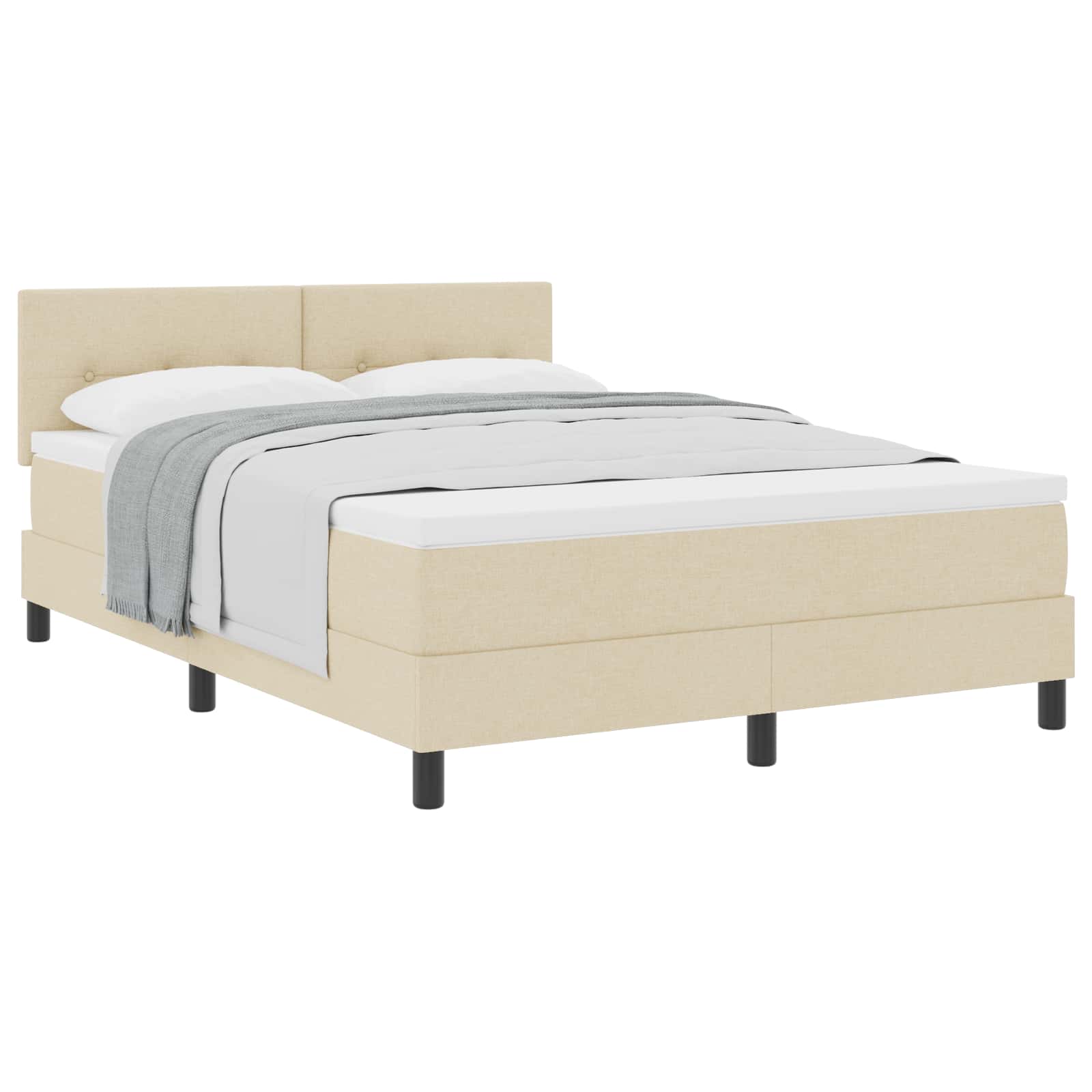 Boxspringbed met hoofdeinde Crème 140 x 190 cm Stof is nu te koop bij PeponiXL, paradijselijk wonen!