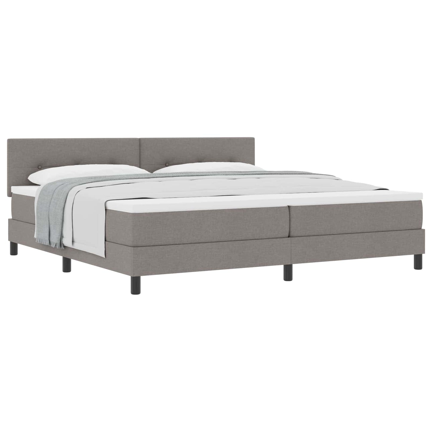 Boxspringbed met hoofdeinde Taupe 200 x 200 cm Stof is nu te koop bij PeponiXL, paradijselijk wonen!