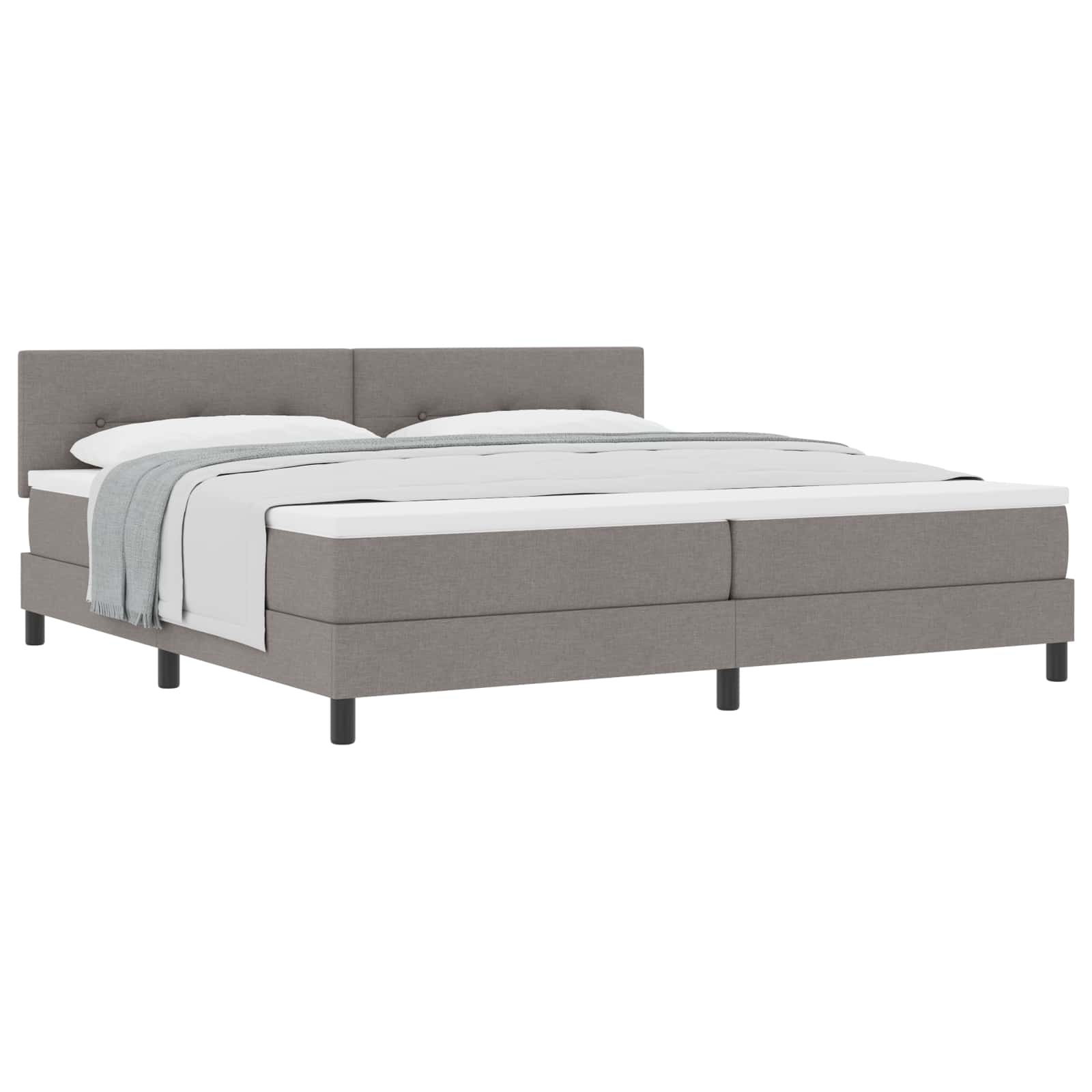 Boxspringbed met hoofdeinde Taupe 200 x 200 cm Stof is nu te koop bij PeponiXL, paradijselijk wonen!