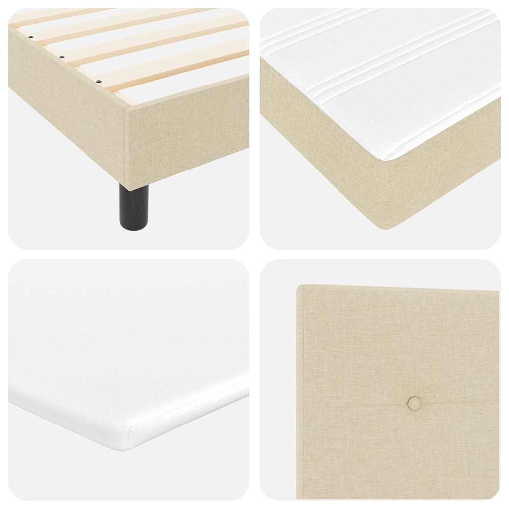 Boxspringbed met hoofdeinde Crème 200 x 200 cm Stof is nu te koop bij PeponiXL, paradijselijk wonen!