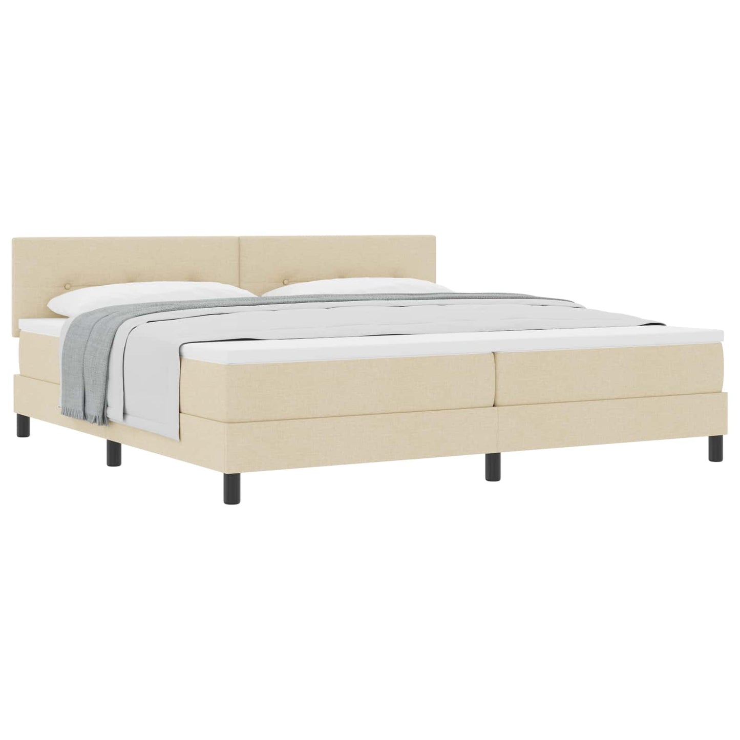 Boxspringbed met hoofdeinde Crème 200 x 200 cm Stof is nu te koop bij PeponiXL, paradijselijk wonen!