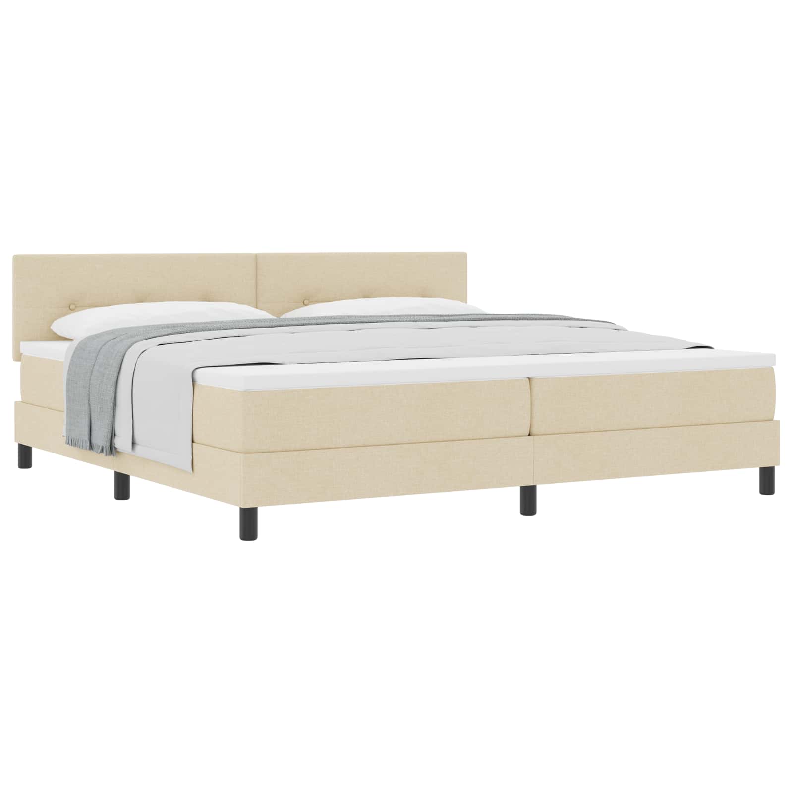 Boxspringbed met hoofdeinde Crème 200 x 200 cm Stof is nu te koop bij PeponiXL, paradijselijk wonen!